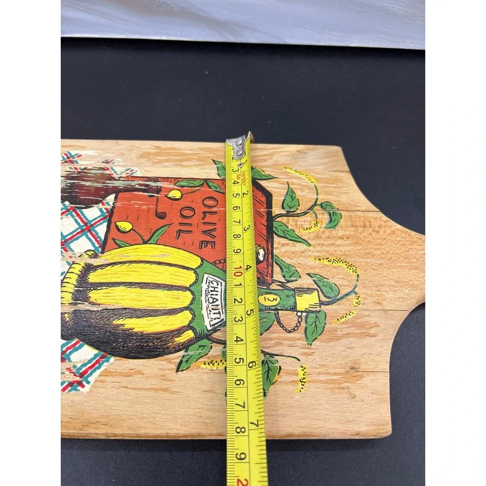 Vintage Wooden Cutting Board Italian Olive Oil Chianti Wall Decor Plaque 13.5in